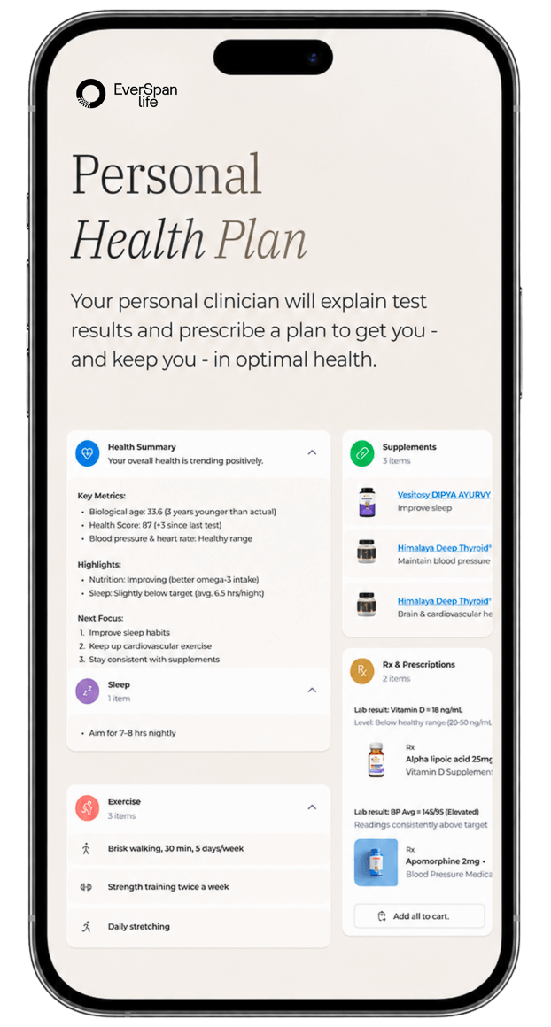 EverSpan Life app: personalized health plan